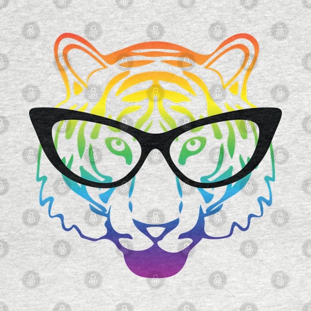 Rainbow head tiger with glasses by grafart